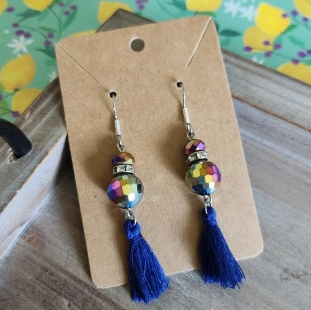Colorful Beaded Tassel Earrings
